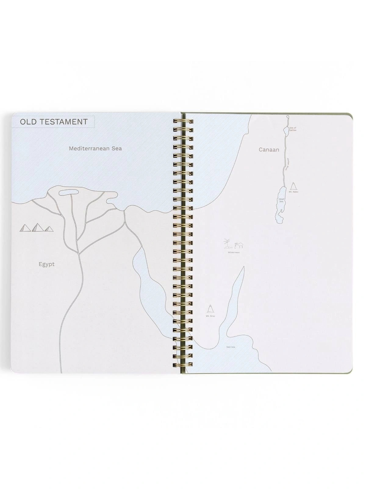 Olive Bible Study Spiral Notebook with Reference Maps
