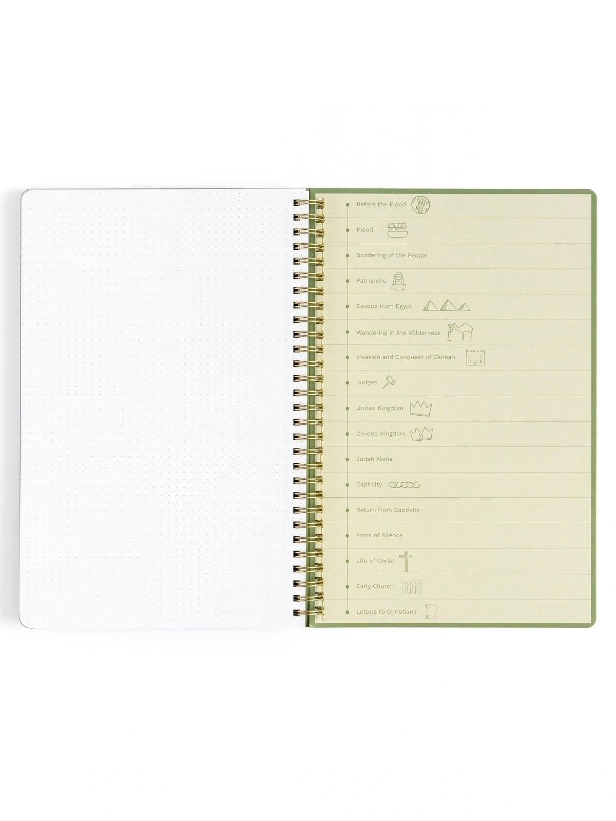 Olive Bible Study Spiral Notebook with Reference Maps