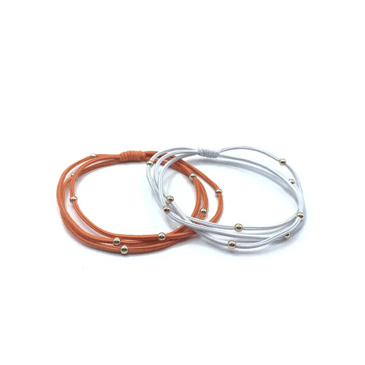 3mm Gold Water Pony Waterproof Bracelet Hair Bands in Orange and White