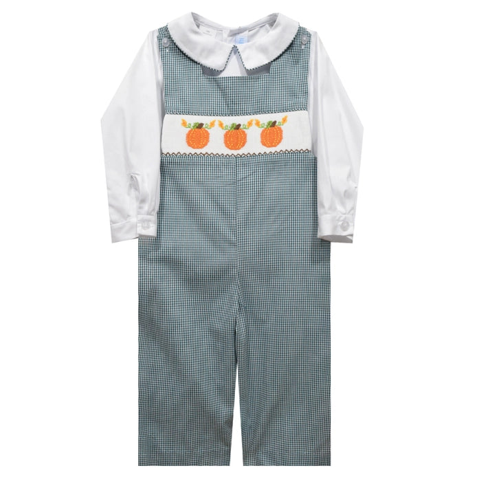 Orange Pumpkin Smocked Hunter Green Jon Jon & Long Sleeve