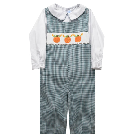 Orange Pumpkin Smocked Hunter Green Jon Jon & Long Sleeve