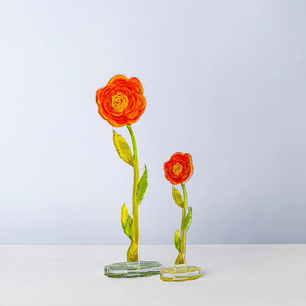 Acrylic Orange Ranunculus Flower