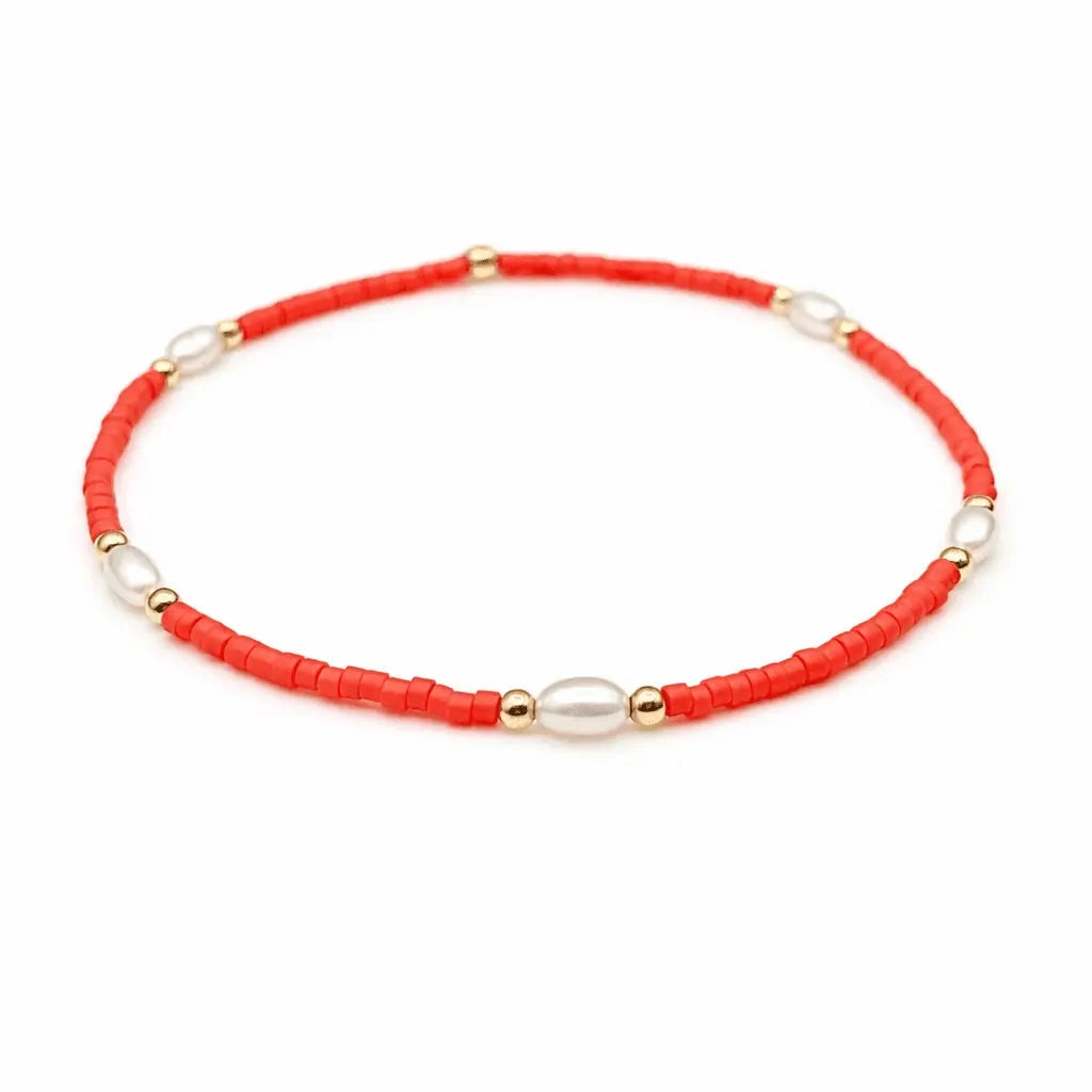 Game Day Pearl Orange & Gold-Filled Waterproof Bracelet