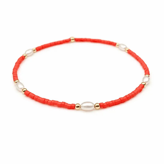 Game Day Pearl Orange & Gold-Filled Waterproof Bracelet