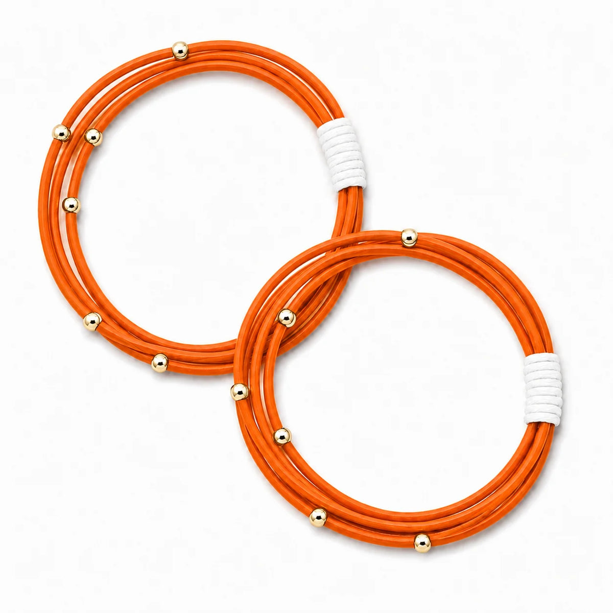 Water Pony Hair Tie Bracelet in Orange with White