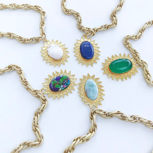 Oval Gemstone Pendant Necklace