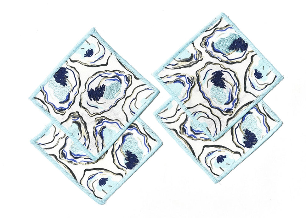 Oyster Print Cocktail Napkins, Set of 4