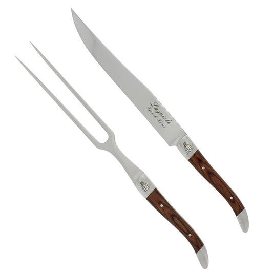 French Home Laguiole Pakkawood Carving Knife and Fork Set