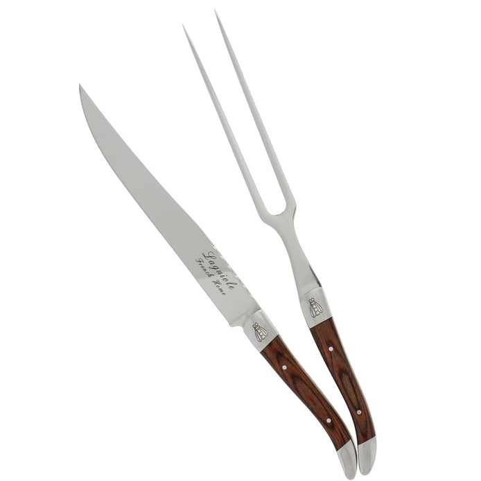 French Home Laguiole Pakkawood Carving Knife and Fork Set