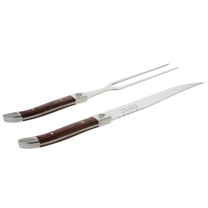 French Home Laguiole Pakkawood Carving Knife and Fork Set