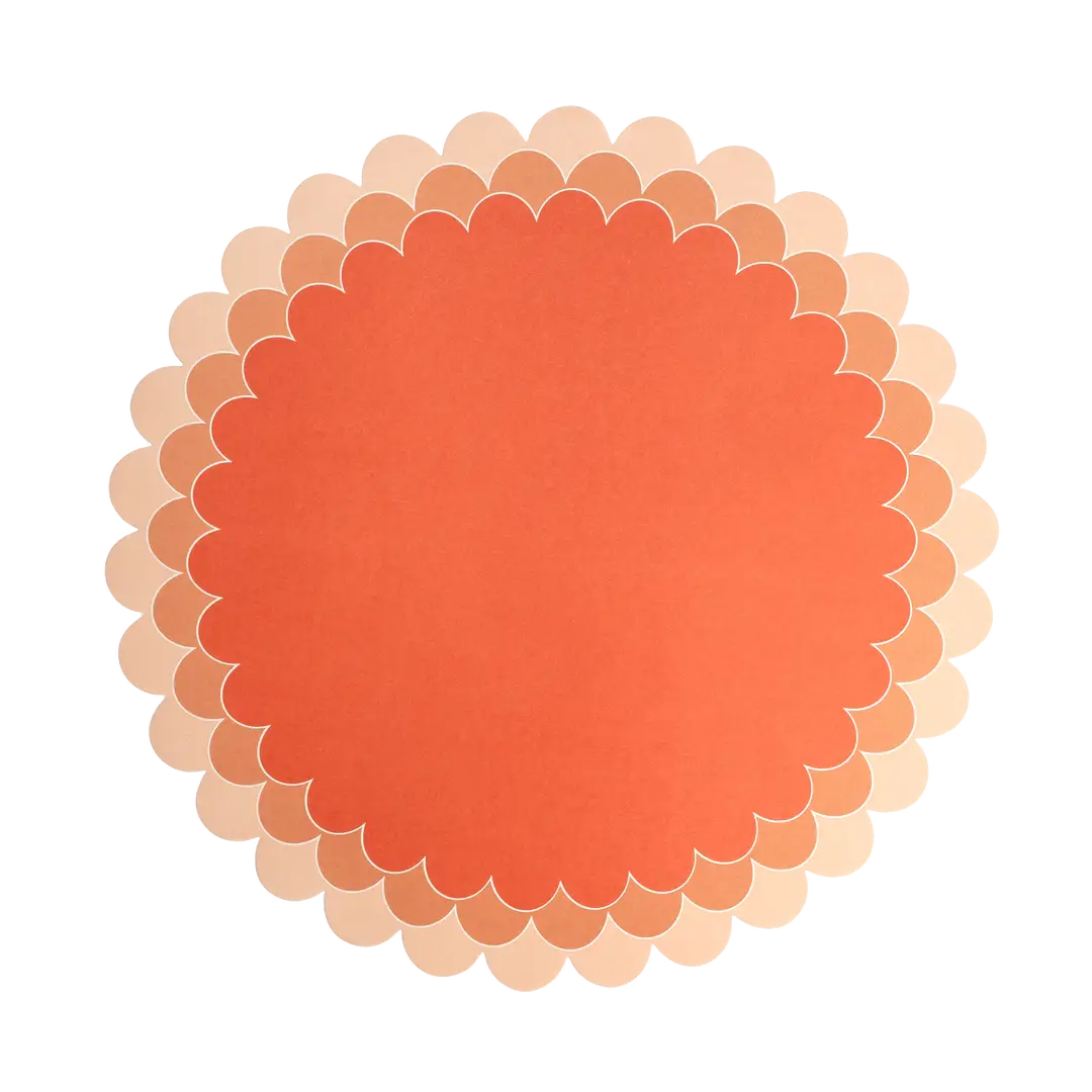 Coral Ombre Scallop Paper Placemats