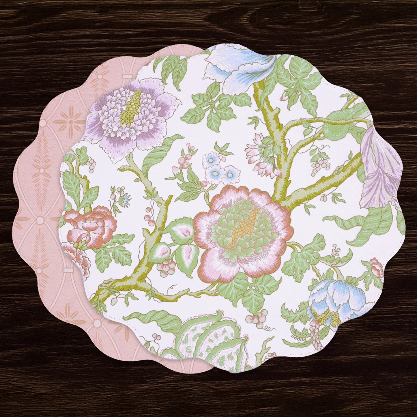 Vida Blooms & Branches Reversible Round Placemats Set of 4
