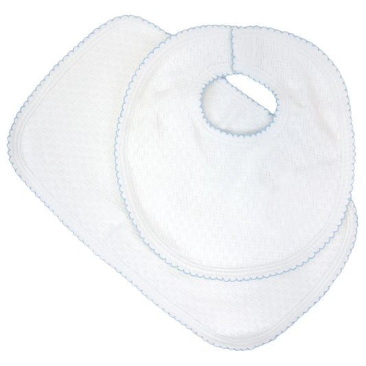 Paty Knit Bib & Burp Set – Blue