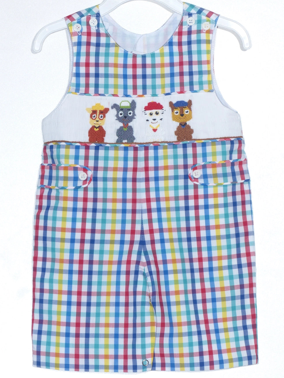 Paw Patrol Smocked Multi-Color Gingham Jon Jon