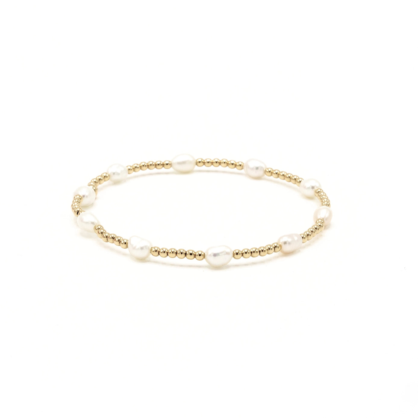 Petite Patterned Rice Pearl Bracelet with 14k Gold-Filled Beads