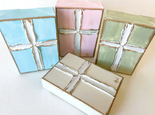 4x5 Hand Painted Pearl Cross Canvas