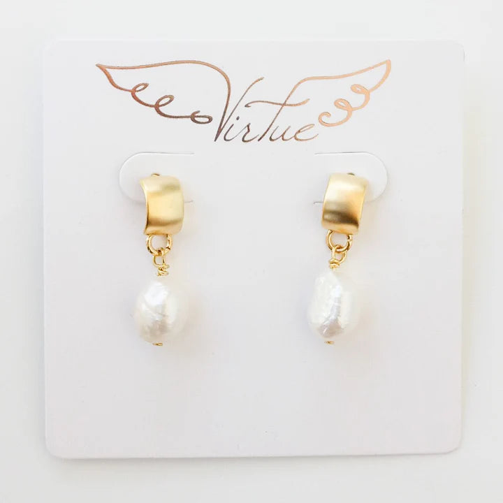 Pearl Semi Hoop Earrings