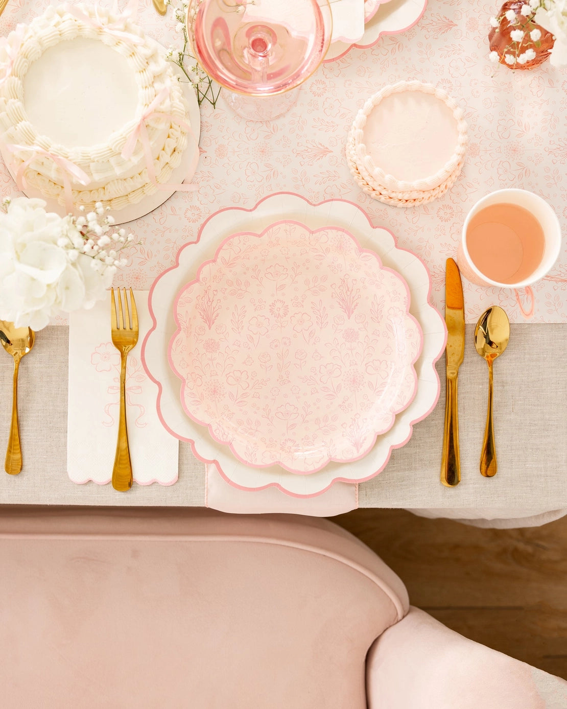 Pembroke Pink Flower Paper Dinner Napkin