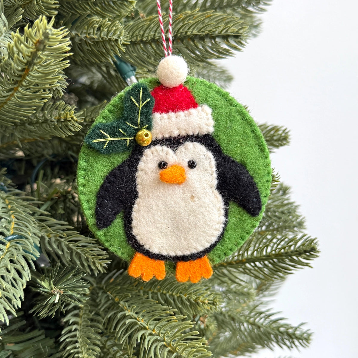 Circle Penguin Felt Wool Christmas Ornament