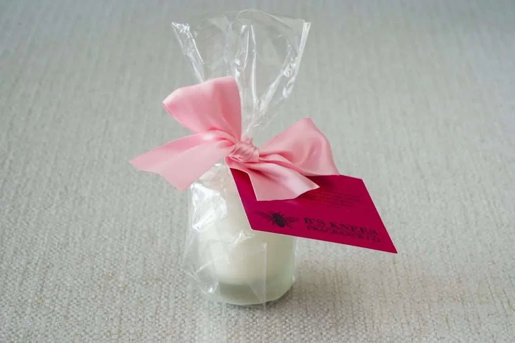 B's Knees Peony White Frosted Glass Votive