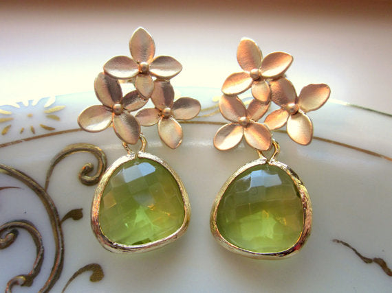 Peridot Cherry Blossom Earrings