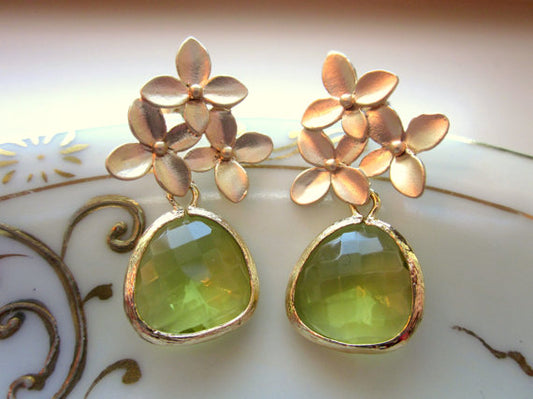 Peridot Cherry Blossom Earrings