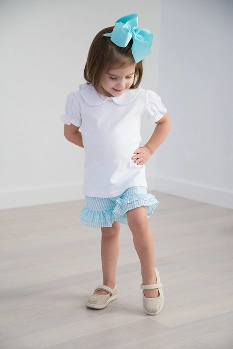 Girls Short Sleeve Peter Pan Collar Shirt