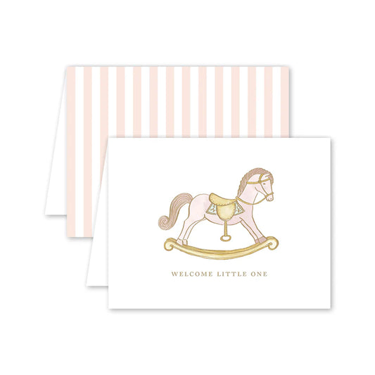 Petite Jouet Cheval Rose Baby Card