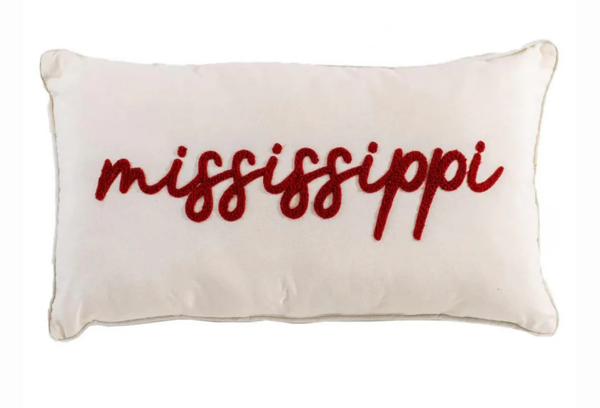 Mississippi Embroidered Pillow