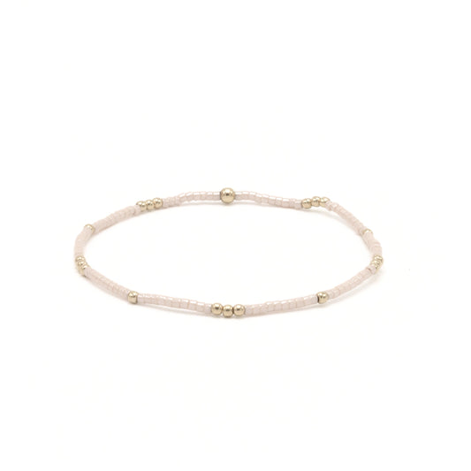 2mm Newport Palest Pink + Gold Filled Waterproof Bracelet