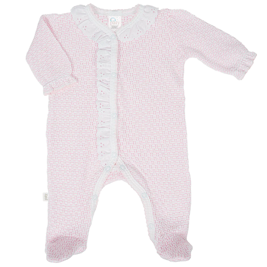 Paty Knit Footie – Pink With Eyelet