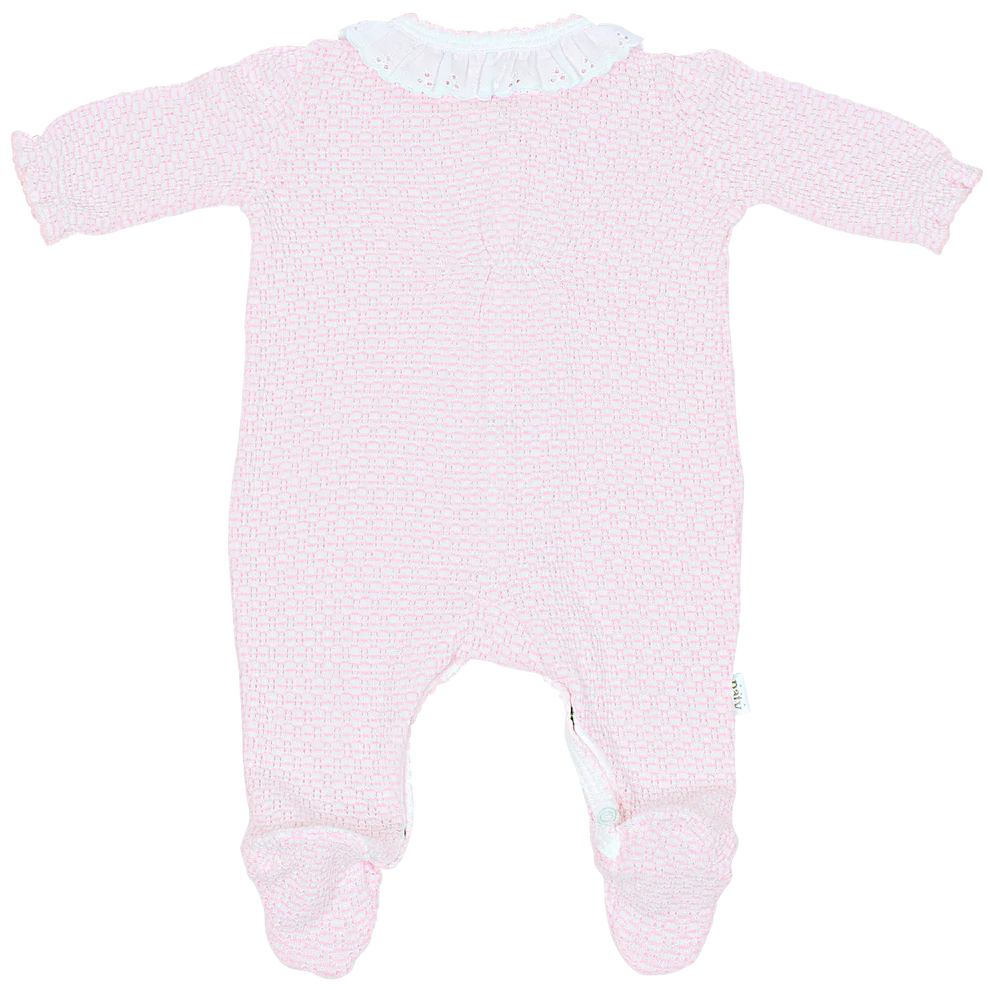 Paty Knit Footie – Pink With Eyelet
