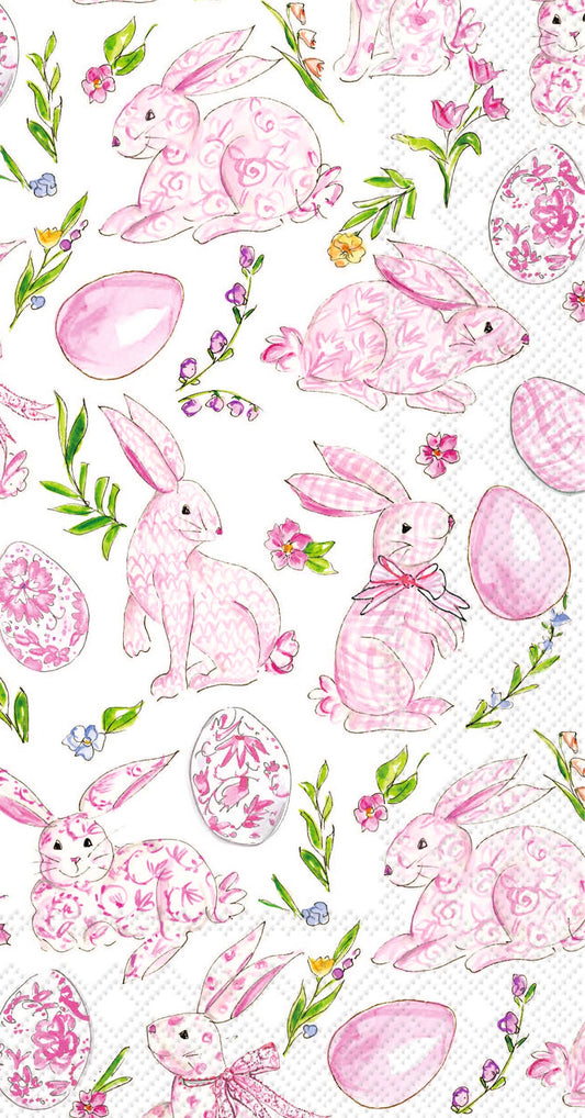 Pink Bunny Floral Guest Towels