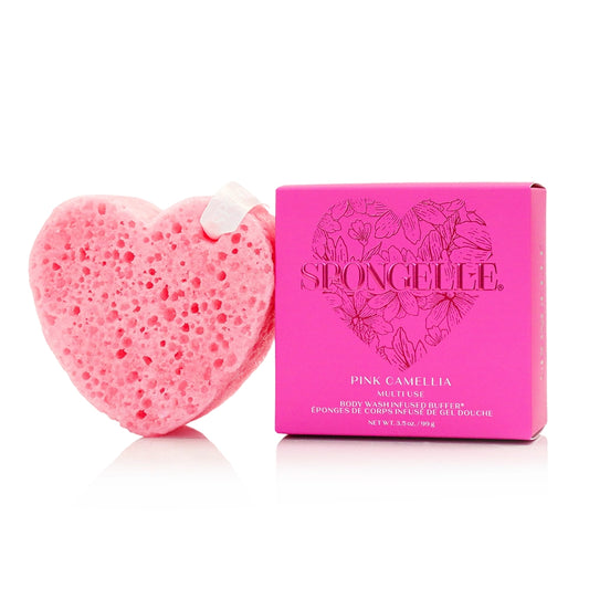 Spongellé Pink Camellia Heart Buffer