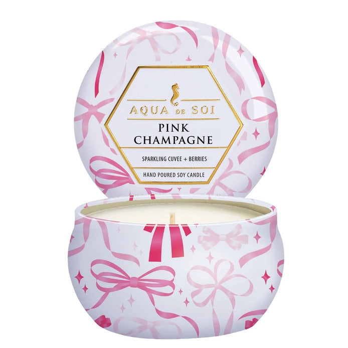 Pink Champagne Tin Candle