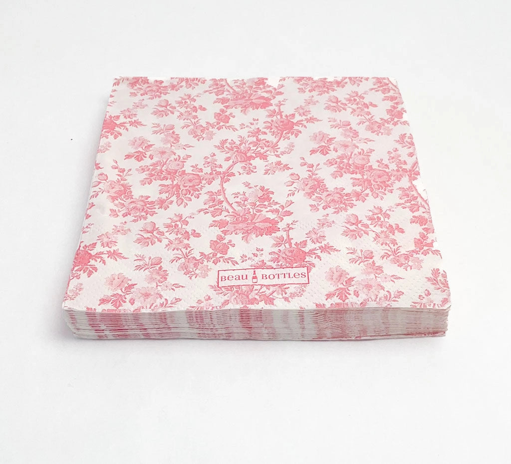 Beau Bottles Pink Floral Cocktail Napkins