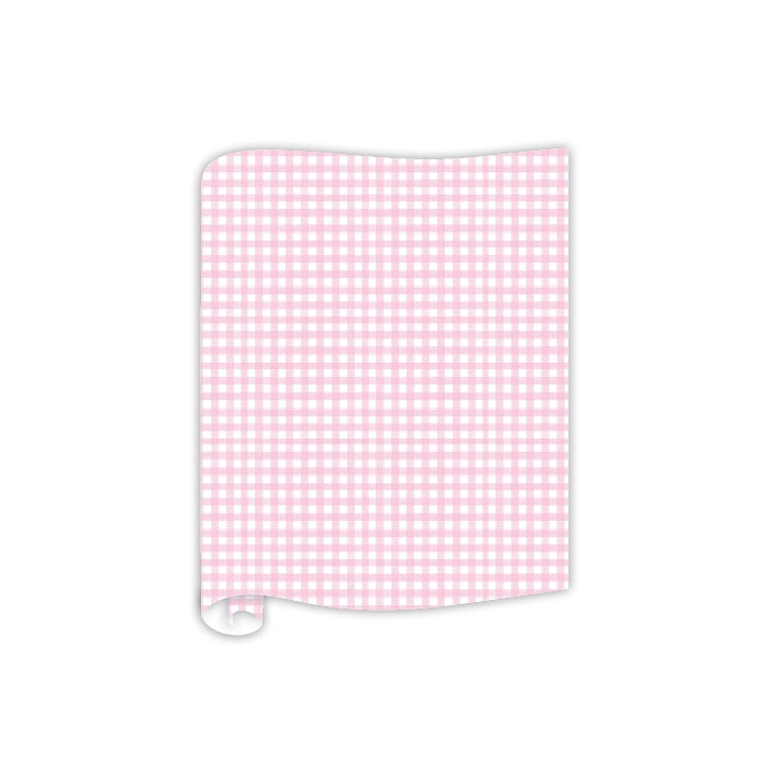 Pink Gingham Pattern Paper Table Runner