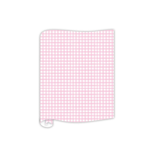 Pink Gingham Pattern Paper Table Runner