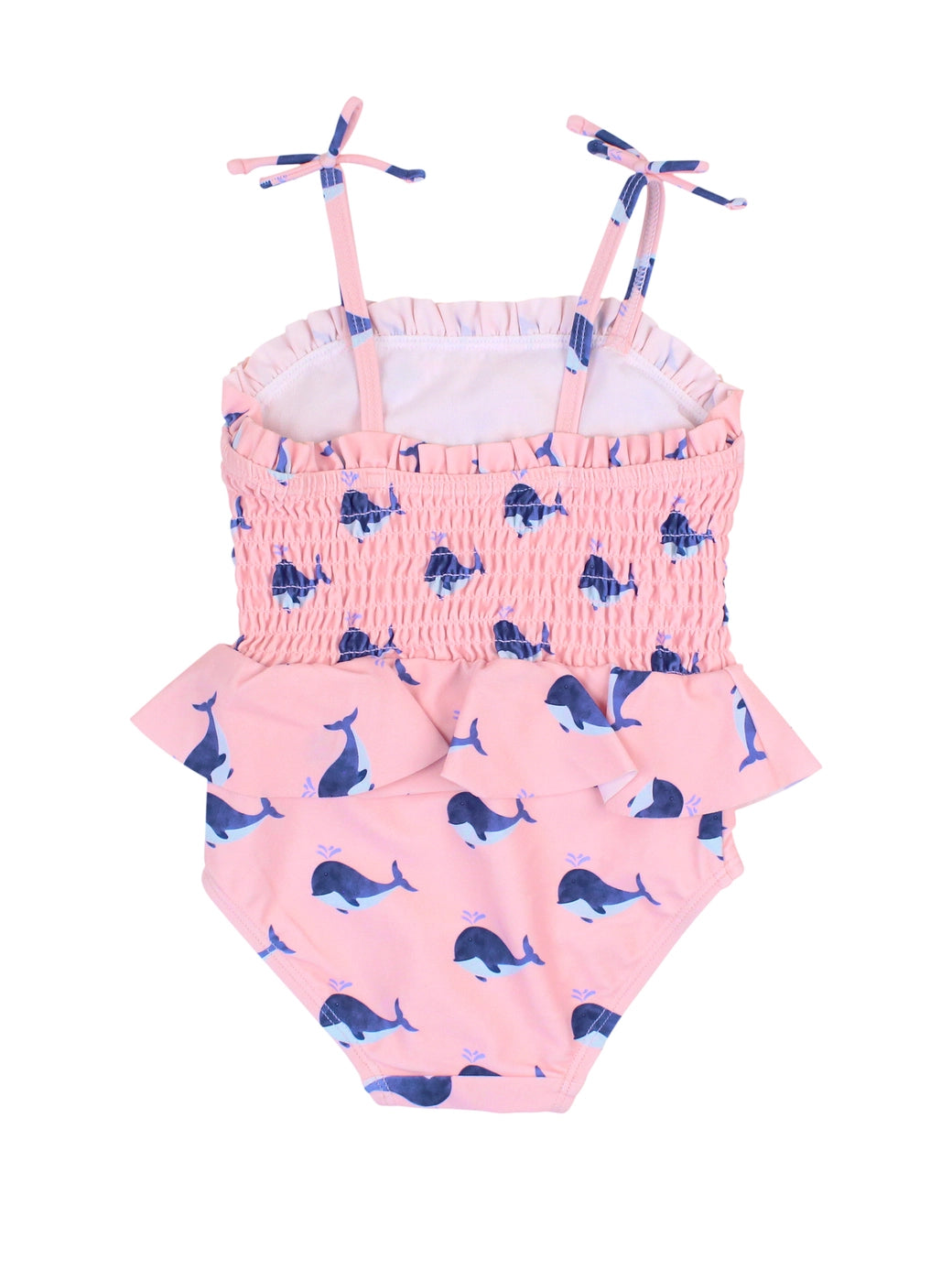 Pink Whale Friends Peplum Smocked Bodice One Piece