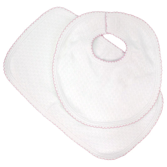 Paty Knit Bib & Burp Set – Pink