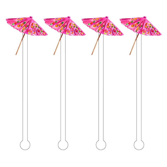 Pink Drink Umbrella Acrylic Stir Sticks