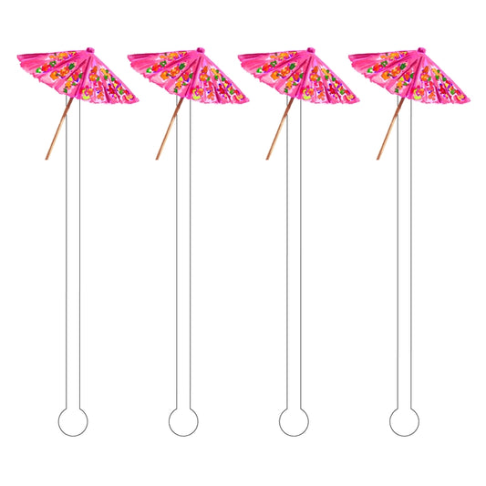 Pink Drink Umbrella Acrylic Stir Sticks