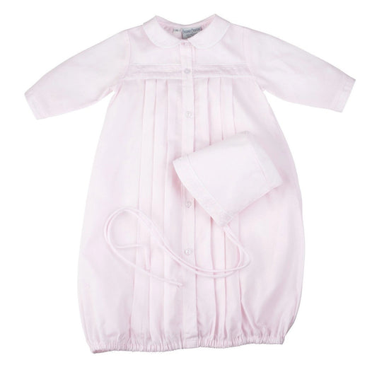 Preemie Girls Dot Embroidered Take Me Home Gown with Bonnet
