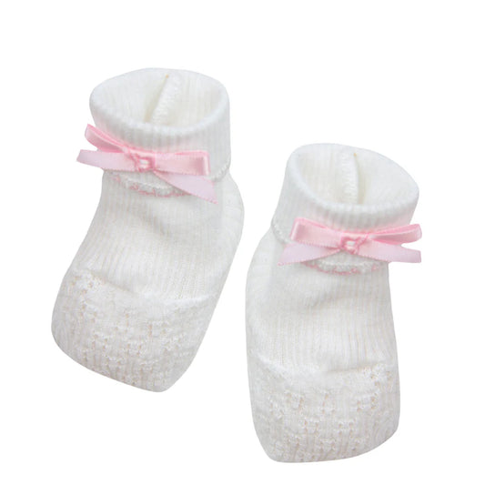 Paty Knit Booties – Pink With Bow