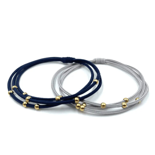 3mm Gold Water Pony Waterproof Bracelet Hair Bands in Gray and Navy
