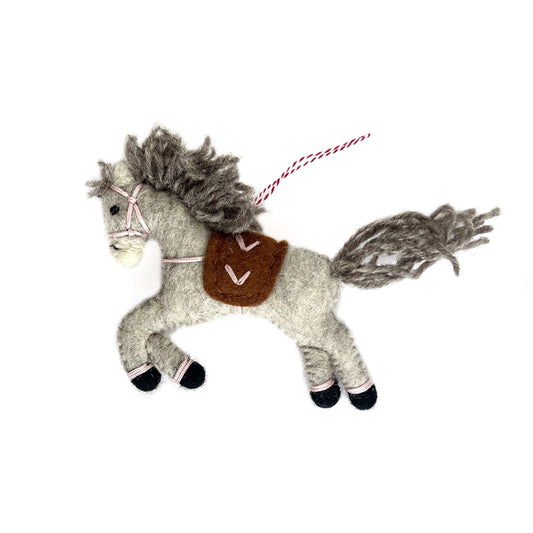 Prancing Pony Felt Wool Christmas Ornament