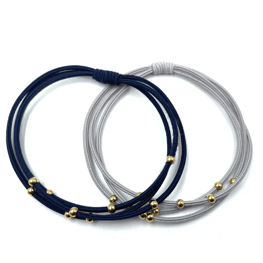 3mm Gold Water Pony Waterproof Bracelet Hair Bands in Gray and Navy