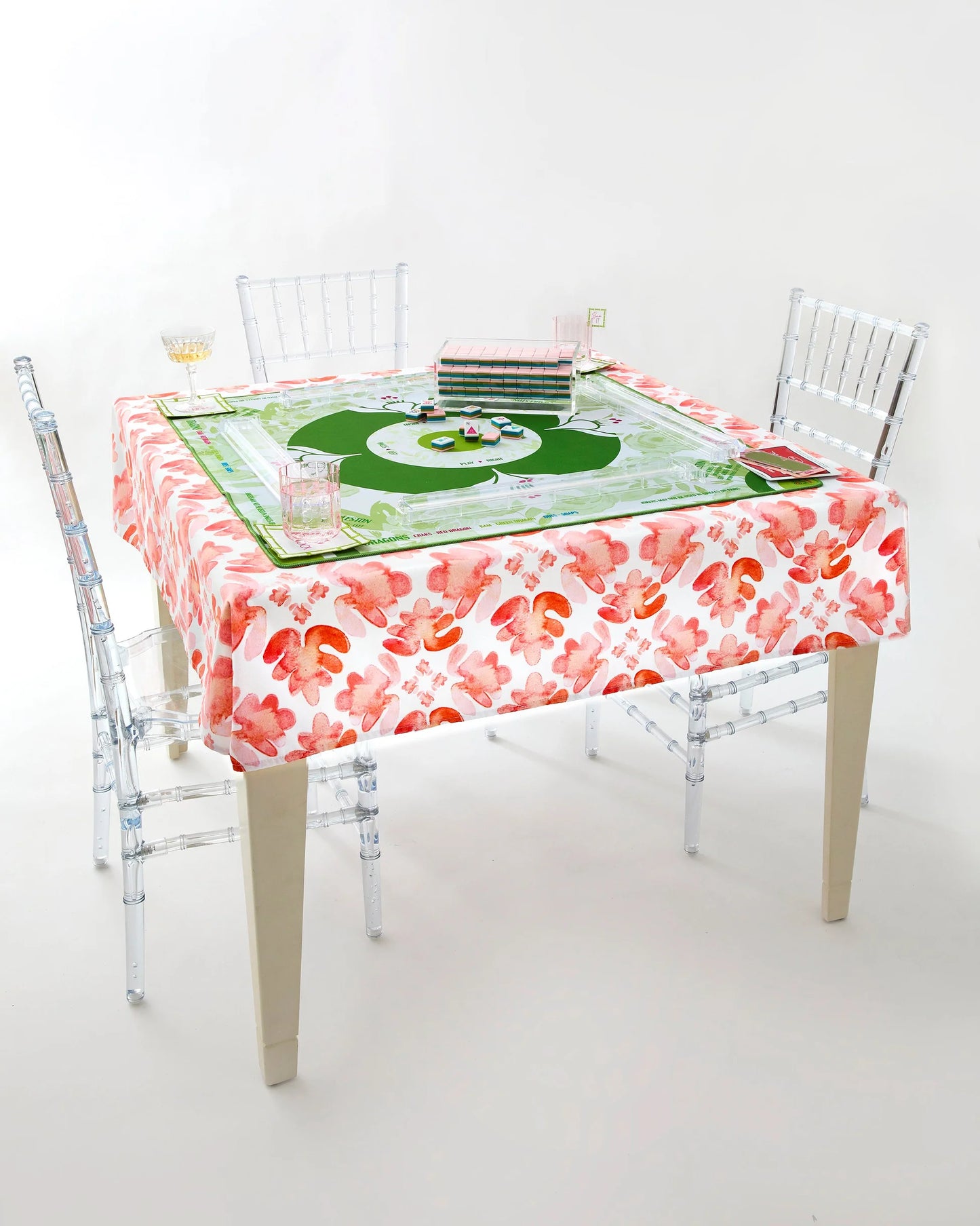 Pop of Poppy Instructional Mahjong Tablecloth