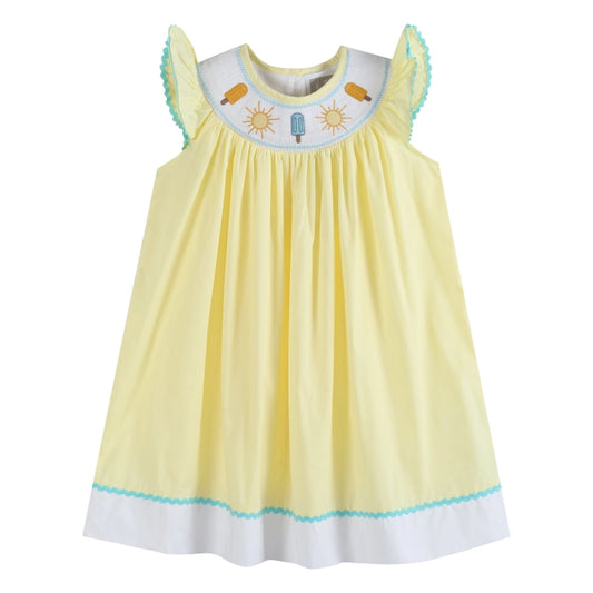 Yellow Popsicle Smocked Bishop Dress