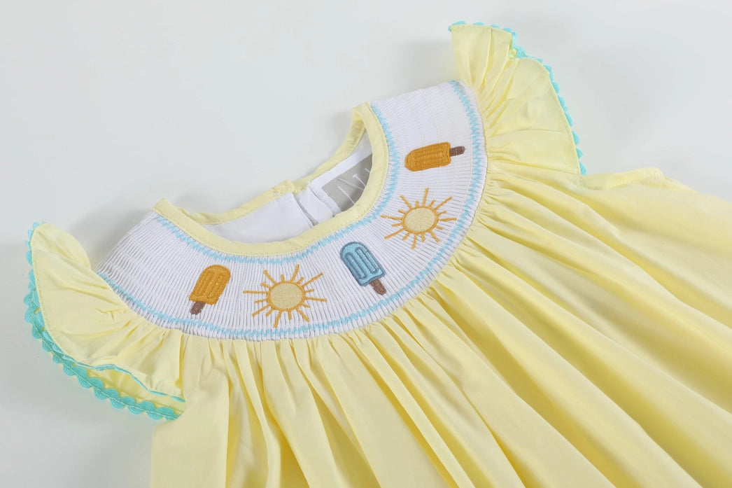 Yellow Popsicle Smocked Bishop Dress